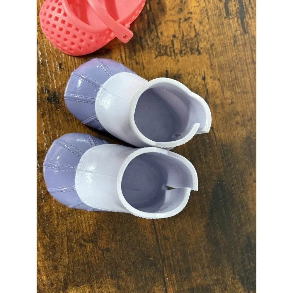 Our Generation Doll Shoes Lot Of 2 Pairs - Purple Boots and Coral Slip Ons